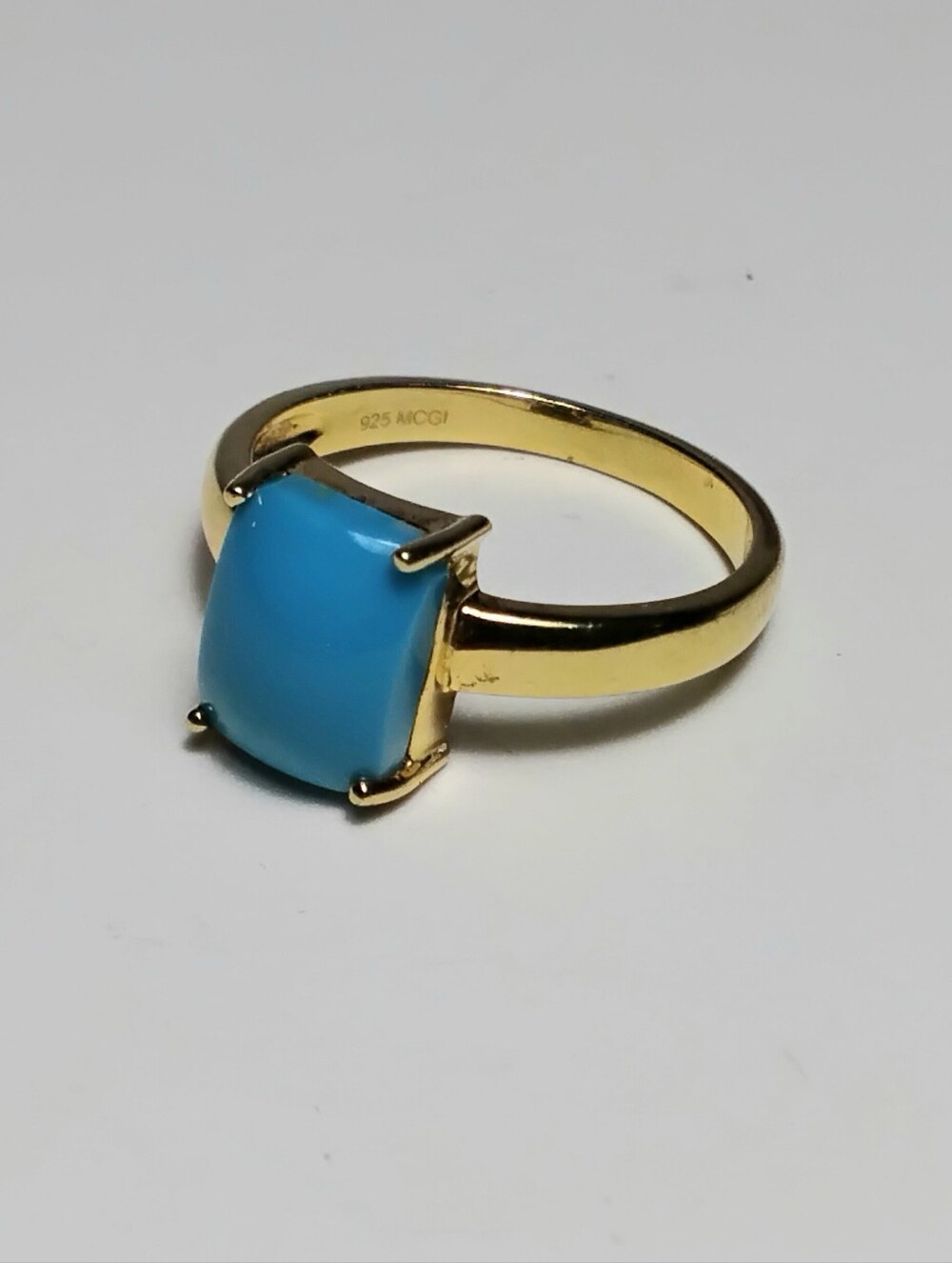 18k Over 925 Silver MCGI JTV Sleeping Beauty Turquoise Ring Sz 6-3/4 - Picture 2 of 6